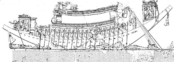 Relief med ceremonibåd